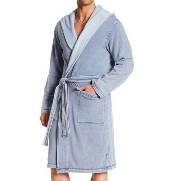 UGG Shirts Ugg Alsten Mens Bath Robe Blue Hooded Soft Fleece Poshmark